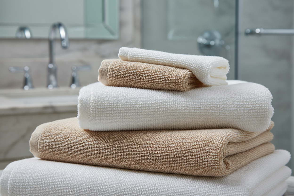 focus on the towels. I want the towels to be the star 