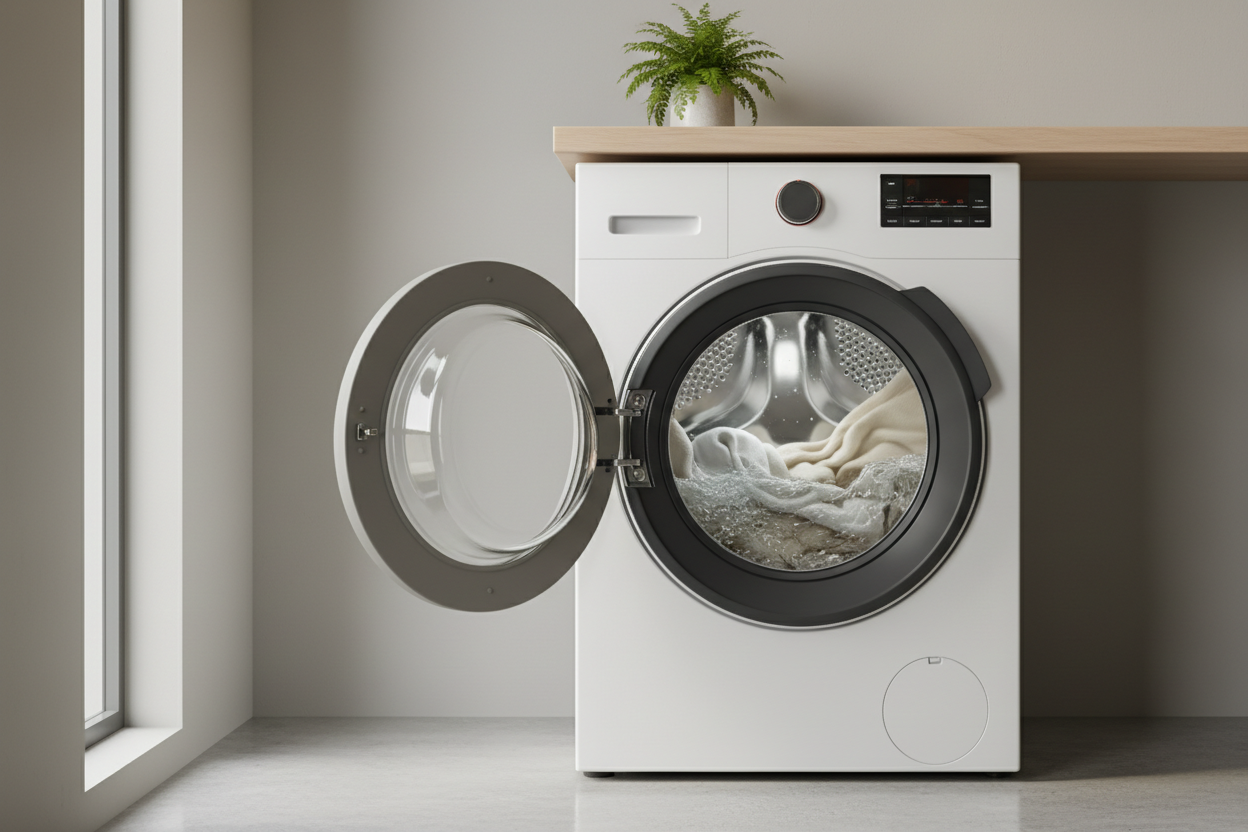 Ok, a washing machine washing towels, very calming image